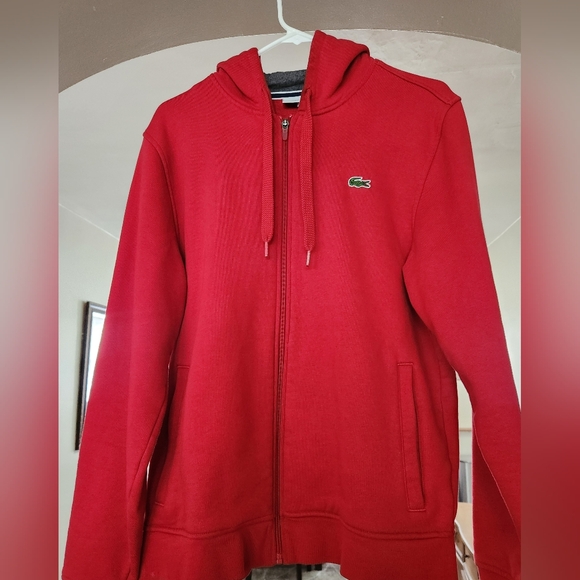 Lacoste Other - Used in good condition! Mens large red Lacoste Sport red fleece zipper hoodie